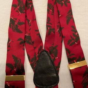 SOLD!!! Vintage Trafalgar Holiday Suspenders and Pocket Square 100% Silk in EVC